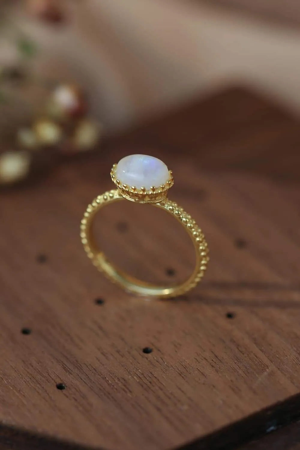 Moonstone 925 Sterling Silver Ring Gold Moonstone - Tophatter Daily Deals